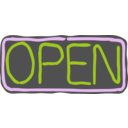 download Neon Open Sign clipart image with 90 hue color