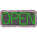 download Neon Open Sign clipart image with 135 hue color