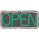 download Neon Open Sign clipart image with 180 hue color