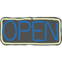 download Neon Open Sign clipart image with 225 hue color