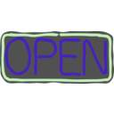 download Neon Open Sign clipart image with 270 hue color
