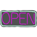 download Neon Open Sign clipart image with 315 hue color