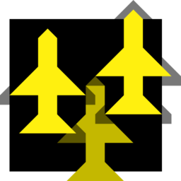 Yellow Planes Flying Over Black Ground 16px Icon