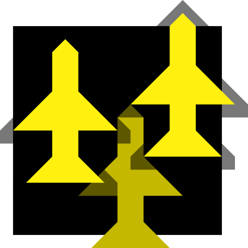 Yellow Planes Flying Over Black Ground 16px Icon