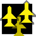 download Yellow Planes Flying Over Black Ground 16px Icon clipart image with 0 hue color