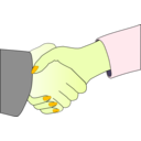 download Handshake With Black Outline White Man And Woman clipart image with 45 hue color