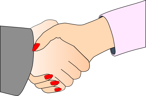 Handshake With Black Outline White Man And Woman