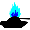 download Burning Tank clipart image with 180 hue color