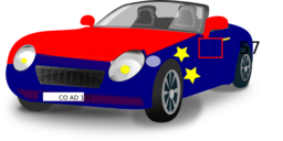 Red Blue Convertible Sports Car