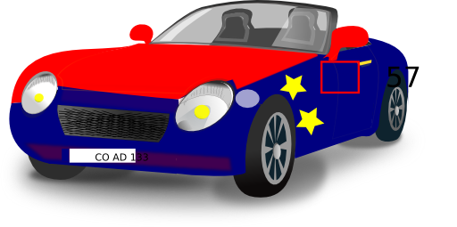 Red Blue Convertible Sports Car