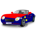 Red Blue Convertible Sports Car