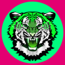 download Tiger Yellow On Blue clipart image with 90 hue color