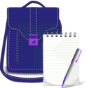 download Bag And Notes clipart image with 225 hue color