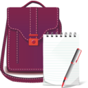 download Bag And Notes clipart image with 315 hue color