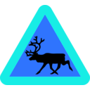 download Warning Reindeer Roadsign clipart image with 180 hue color