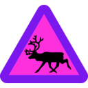 download Warning Reindeer Roadsign clipart image with 270 hue color