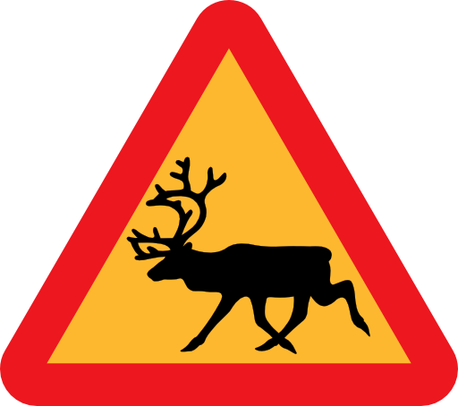 Warning Reindeer Roadsign