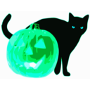 download Cat And Jack O Lantern clipart image with 135 hue color