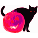 download Cat And Jack O Lantern clipart image with 315 hue color