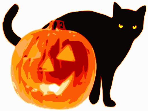 Cat And Jack O Lantern