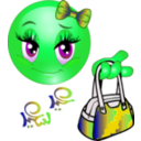 download Cute Girl Feast Bag Smiley Emoticon clipart image with 90 hue color