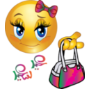 download Cute Girl Feast Bag Smiley Emoticon clipart image with 0 hue color
