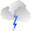 download Clouds And Lightning clipart image with 180 hue color