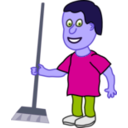 download Young Housekeeper Boy With Broomstick clipart image with 225 hue color