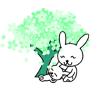 download Cherry Blossoms Rabbit clipart image with 135 hue color