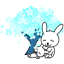 download Cherry Blossoms Rabbit clipart image with 180 hue color