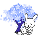 download Cherry Blossoms Rabbit clipart image with 225 hue color