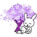 download Cherry Blossoms Rabbit clipart image with 270 hue color