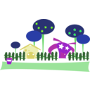 download Cartoon Village clipart image with 90 hue color