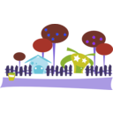 download Cartoon Village clipart image with 225 hue color