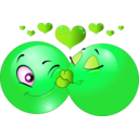 download Kissing Couple Smiley Emoticon clipart image with 90 hue color