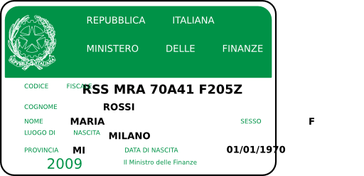 Codice Fiscale Tax Code