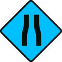 download Caution Road Narrows clipart image with 135 hue color