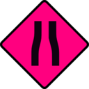 download Caution Road Narrows clipart image with 270 hue color