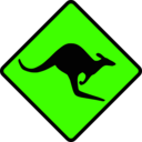 download Caution Kangaroo clipart image with 45 hue color
