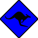 download Caution Kangaroo clipart image with 180 hue color