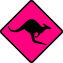 download Caution Kangaroo clipart image with 270 hue color