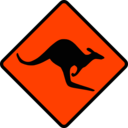 download Caution Kangaroo clipart image with 315 hue color