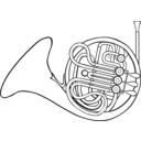 download French Horn clipart image with 225 hue color