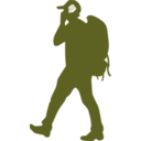 download Backpacker On A Phone clipart image with 180 hue color