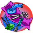 download Various Sewing Tools clipart image with 180 hue color