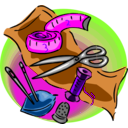 download Various Sewing Tools clipart image with 270 hue color