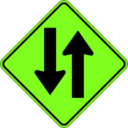 download To Way Warning Sign clipart image with 45 hue color
