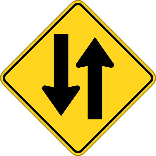 To Way Warning Sign