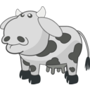 download Gray Cow clipart image with 0 hue color