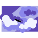 download Plane Silhouette Flying Through Clouds clipart image with 45 hue color